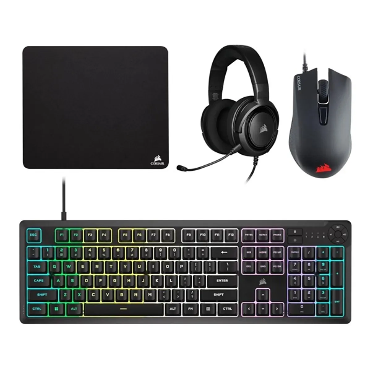 Corsair CH-9226F65-NA 4in1 vezetékes fekete gamer billentyűzet + egér + fejhallgató + egérpad #1