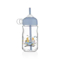 IRIS Petite üveg italos palack szívószállal 370ml, piros vagy kék színben HN-1751