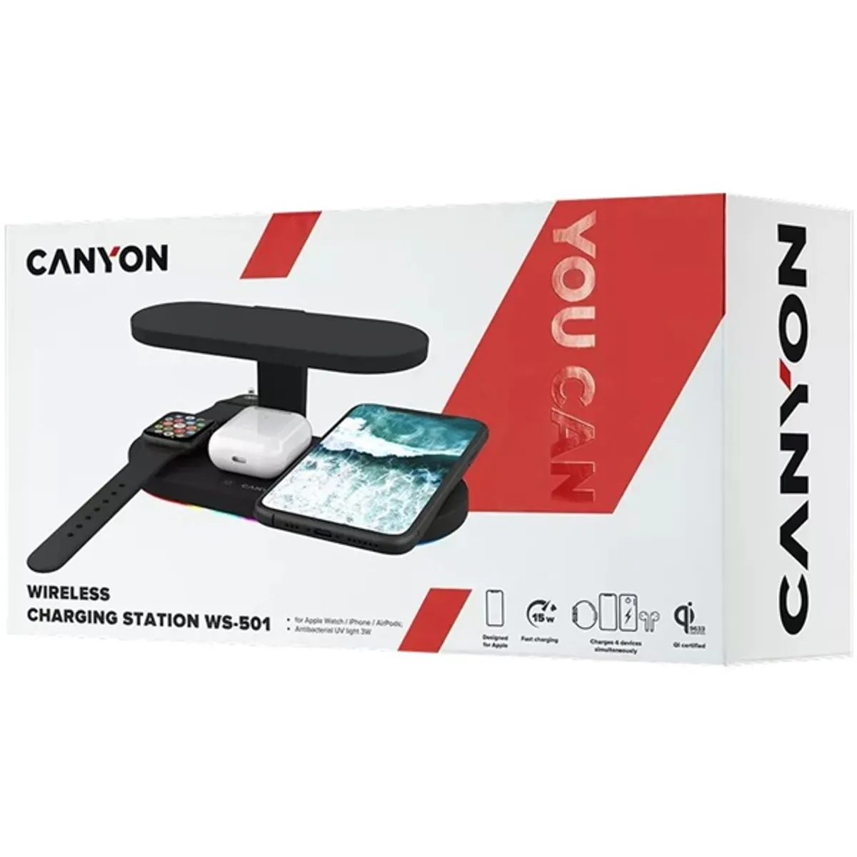 Canyon 5-in-1 UV Sterilizáló lámpával fekete vezeték nélküli töltőállomás #8
