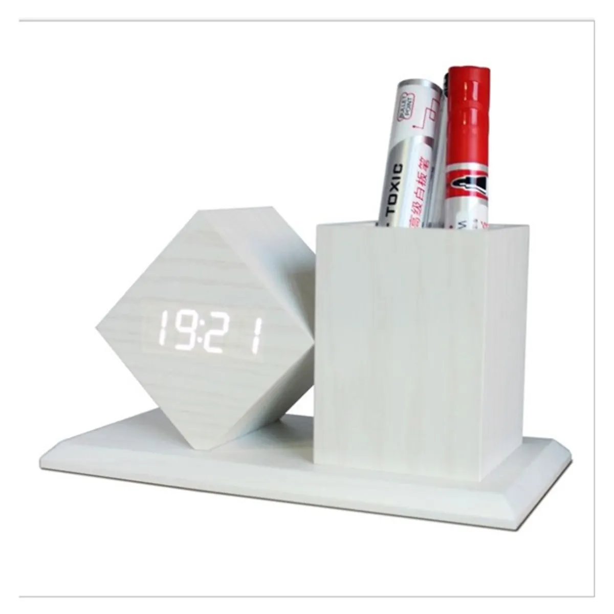 TOO PHC-330-W fehér digitális óra írószertartóval #3