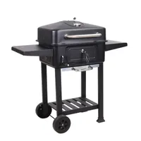 TOO BG-200B fekete BBQ faszenes grillkocsi két oldalsó asztallal