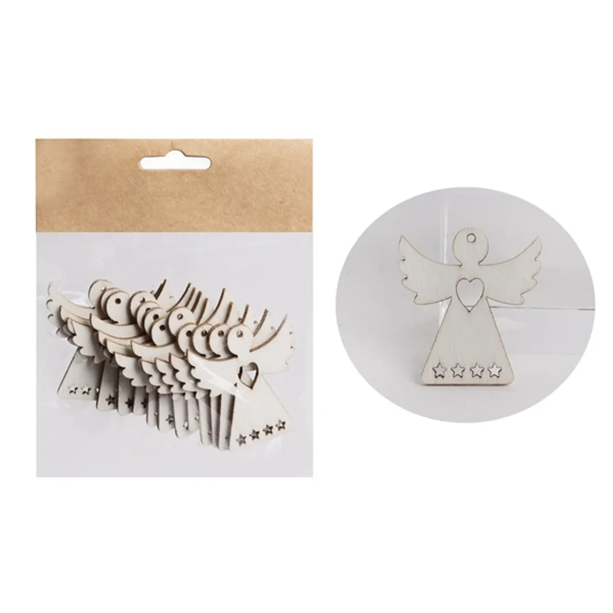 Iris fa angyal natúr szív 12db 4*4 cm #1