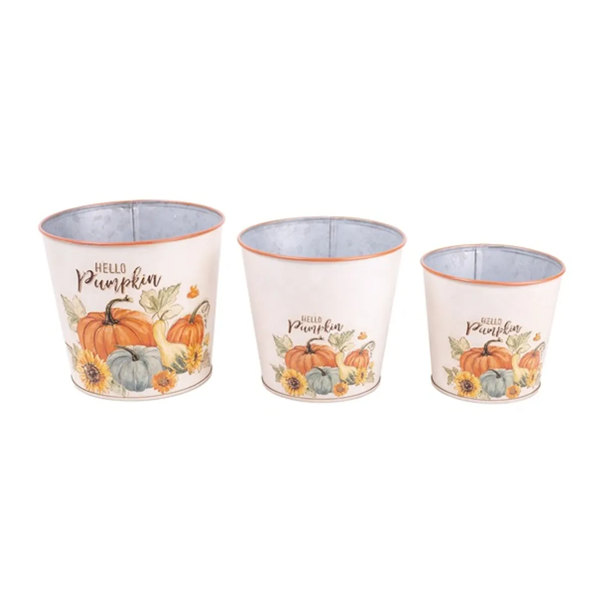 IRIS bádog kaspó, 3 darabos, tökök, krém narancssárga 15-11,5 cm #1