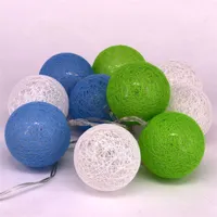 Iris Gömb alakú 6cm/színes fonott/1,5m/zöld-kék-fehér/10db LED-es/USB-s fényfüzér, fénydekoráció #2