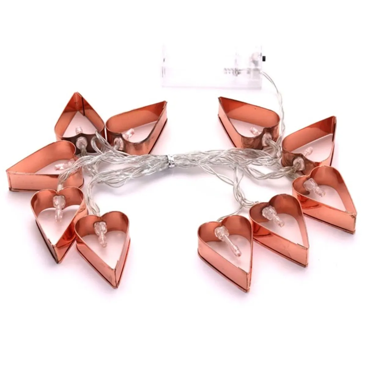 Szív alakú fém/2m/meleg fehér/10db LED-es/3xAA elemes fényfüzér, fénydekoráció #2