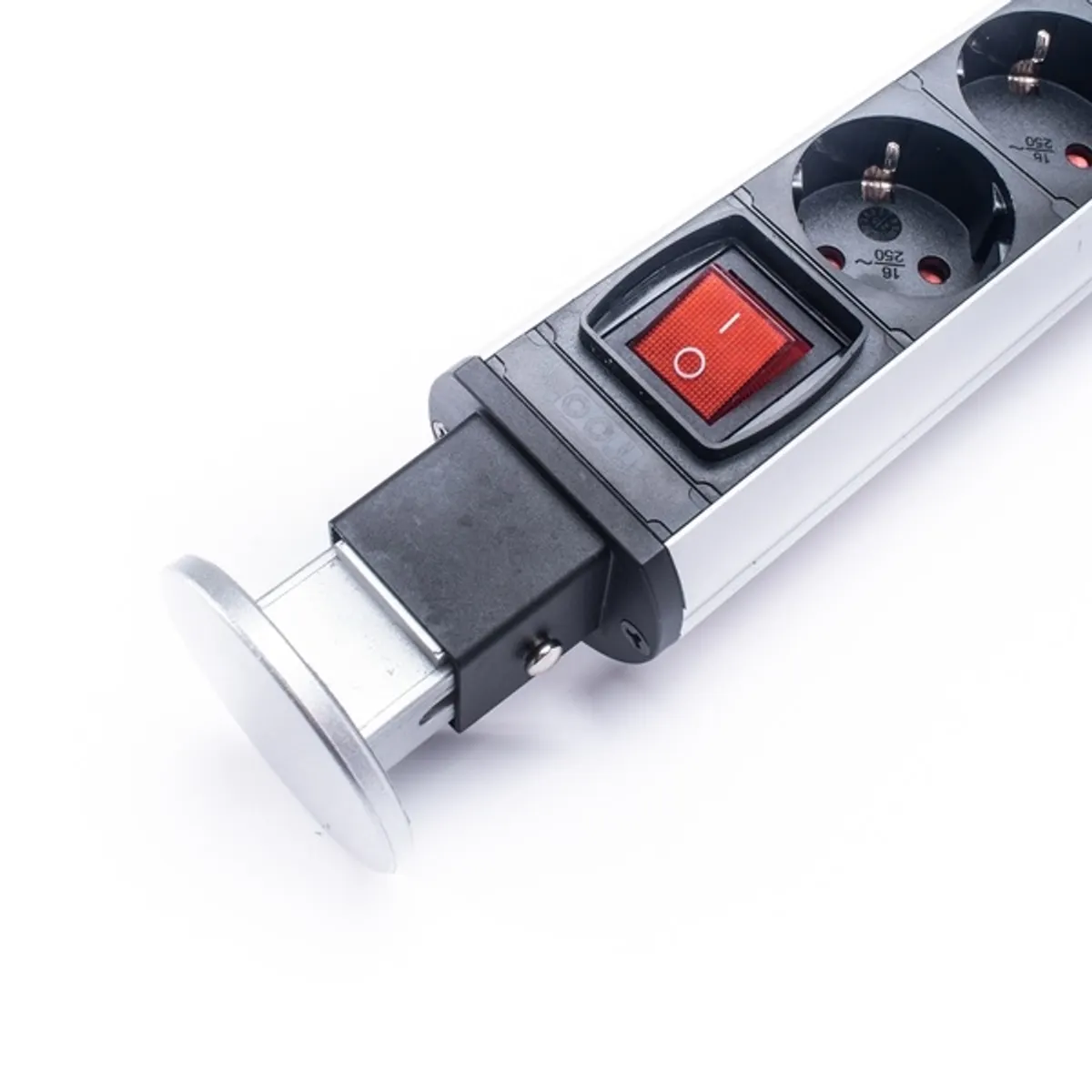 TOO PPS-307-3S IP20, 3x 2P+F, 2x USB-A, áramtalanító kapcsolóval, ezüst asztalba süllyeszthető elosztó #5