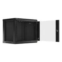 Lanberg WF01-6409-10B 19" 9U SZÉL:600mm MÉLY:450mm MAG:512mm lapraszerelt üvegajtós fekete fali rack szekrény #4