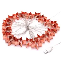 Iris Csillag alakú fém/4m/meleg fehér/20db LED-es/USB-s fényfüzér, fénydekoráció #2