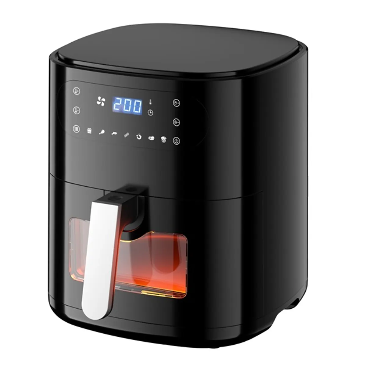 TOO AF-650-B-1500 W fekete 6 L forrólevegős sütő (air fryer/airfryer) digitális vezérléssel, betekintő ablakkal #1