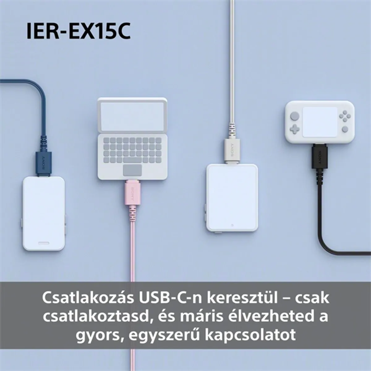 Sony IEREX15CL.CE7 USB Type-C vezetékes mikrofonos kék fülhallgató #3