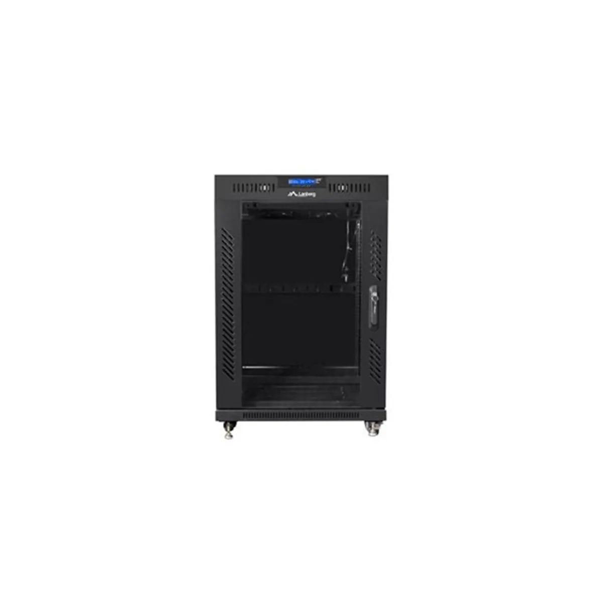 Lanberg FF01-6815-12BL 19" 15U SZÉL:600mm MÉLY:800mm MAG:898mm lapraszerelt LCD üvegajtós fekete rack szekrény #2