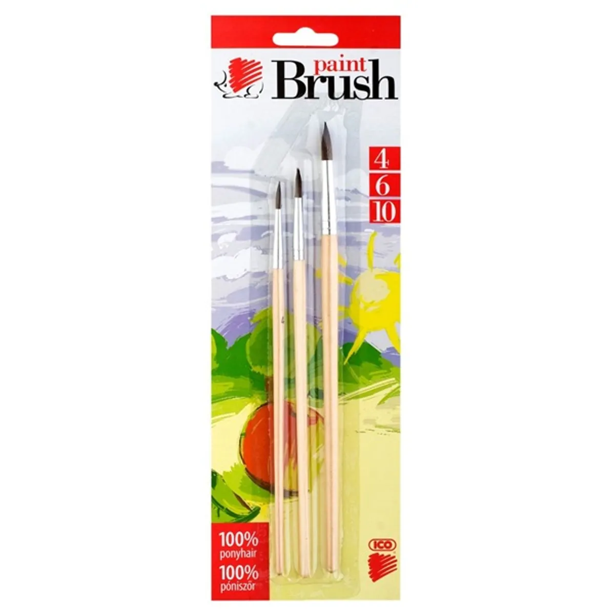 ICO Süni 4/6/10 natúr fanyelű 3db-os ecsetkészlet #1