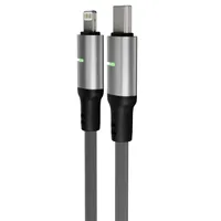 AVAX CB636 STEELY LED 2m 27W USB-C - Lightning fekete fonott gyorstöltő kábel #4