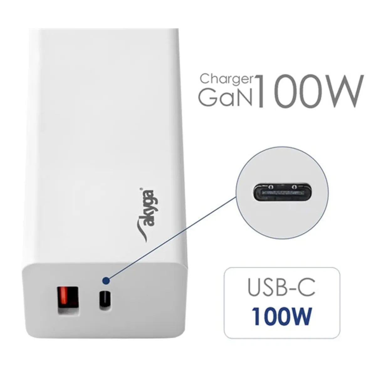 Akyga USB-A + USB-C PD 5-20V / max. 5A 100W Quick Charge 3.0 GaN gyorstöltő #5