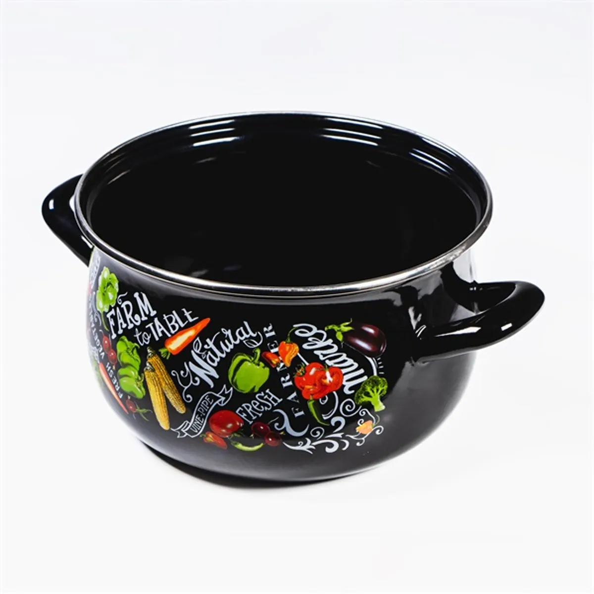 TOO BELLY FARM BLACK 3,8 literes, 20cm átmérő, 13cm magasságú lábas (fazék) üveg fedővel #3