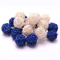 Iris Gömb alakú fonott/rattan/4m/fehér + kék/20db LED-es/3xAA elemes fényfüzér, fénydekoráció #3