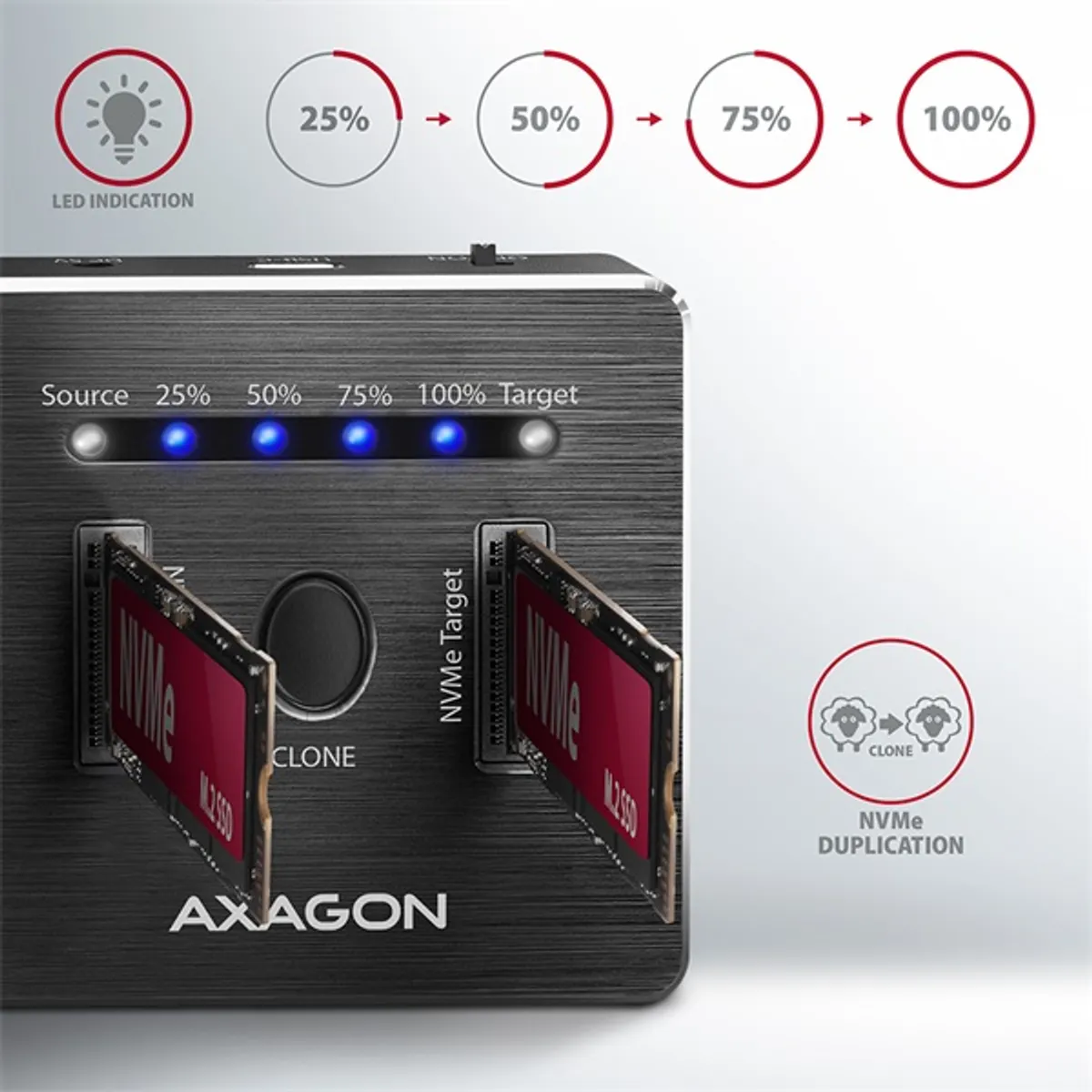 Axagon ADSA-M2C USB-C 3.2 M.2 fekete dual dokkoló állomás #4