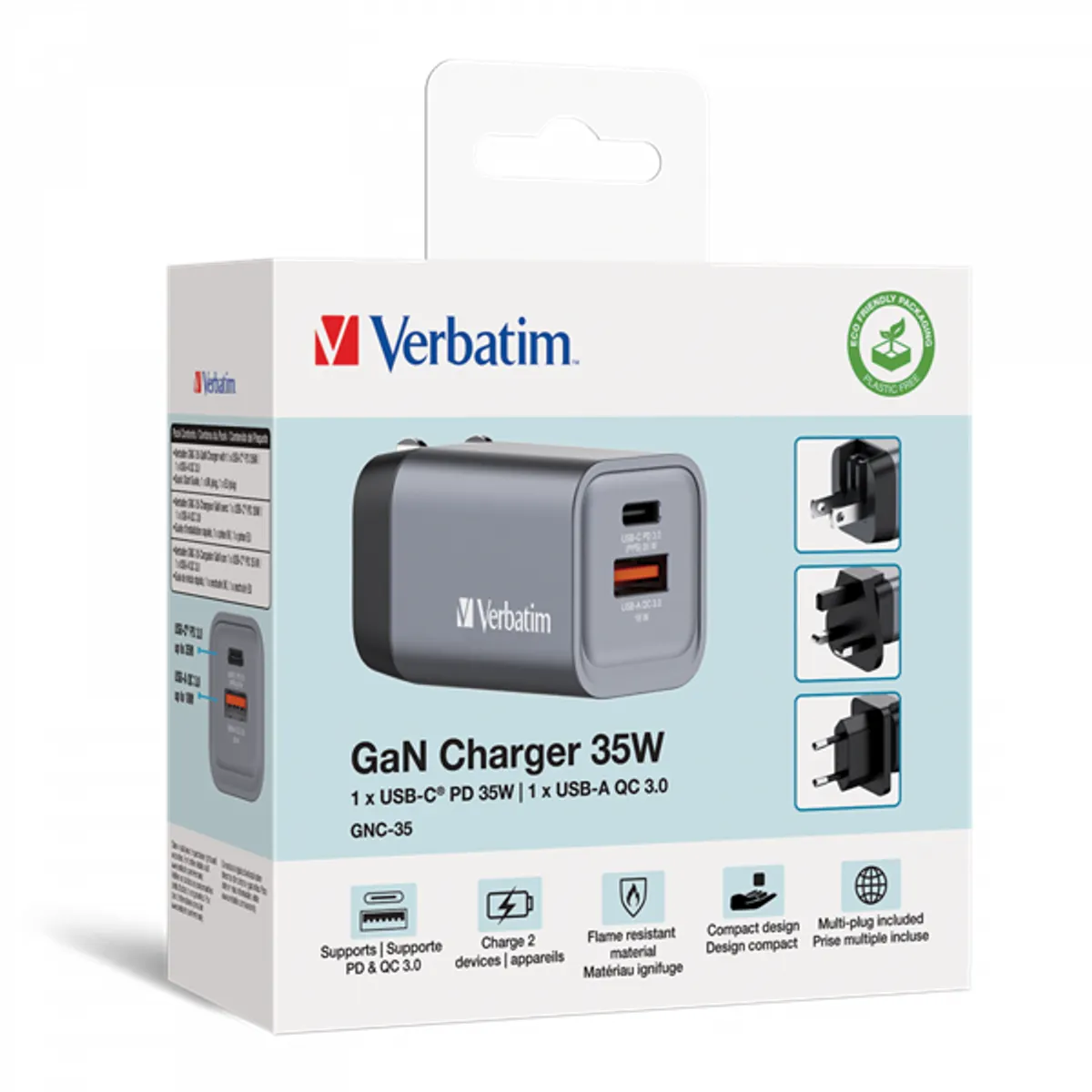 Verbatim 32200 GNC-35 GaN Charger 35W USB Type-A + Type-C hálózati töltő adapter #8