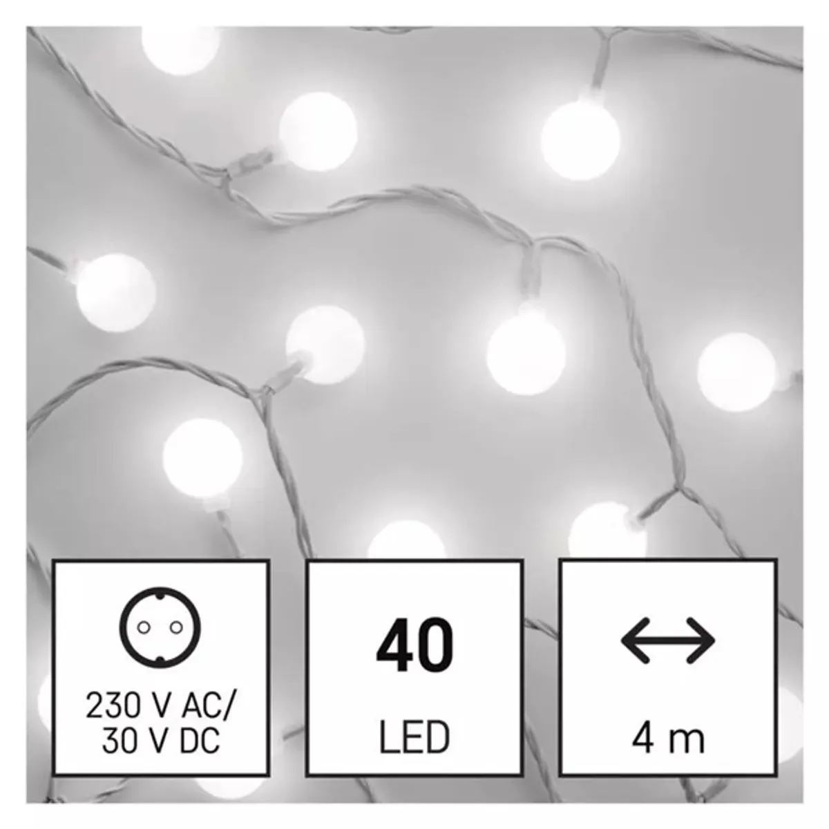 Emos D5AC01 4m/40LED/kül-beltéri/időzítős/hideg fehér/golyók LED fényfüzér #3