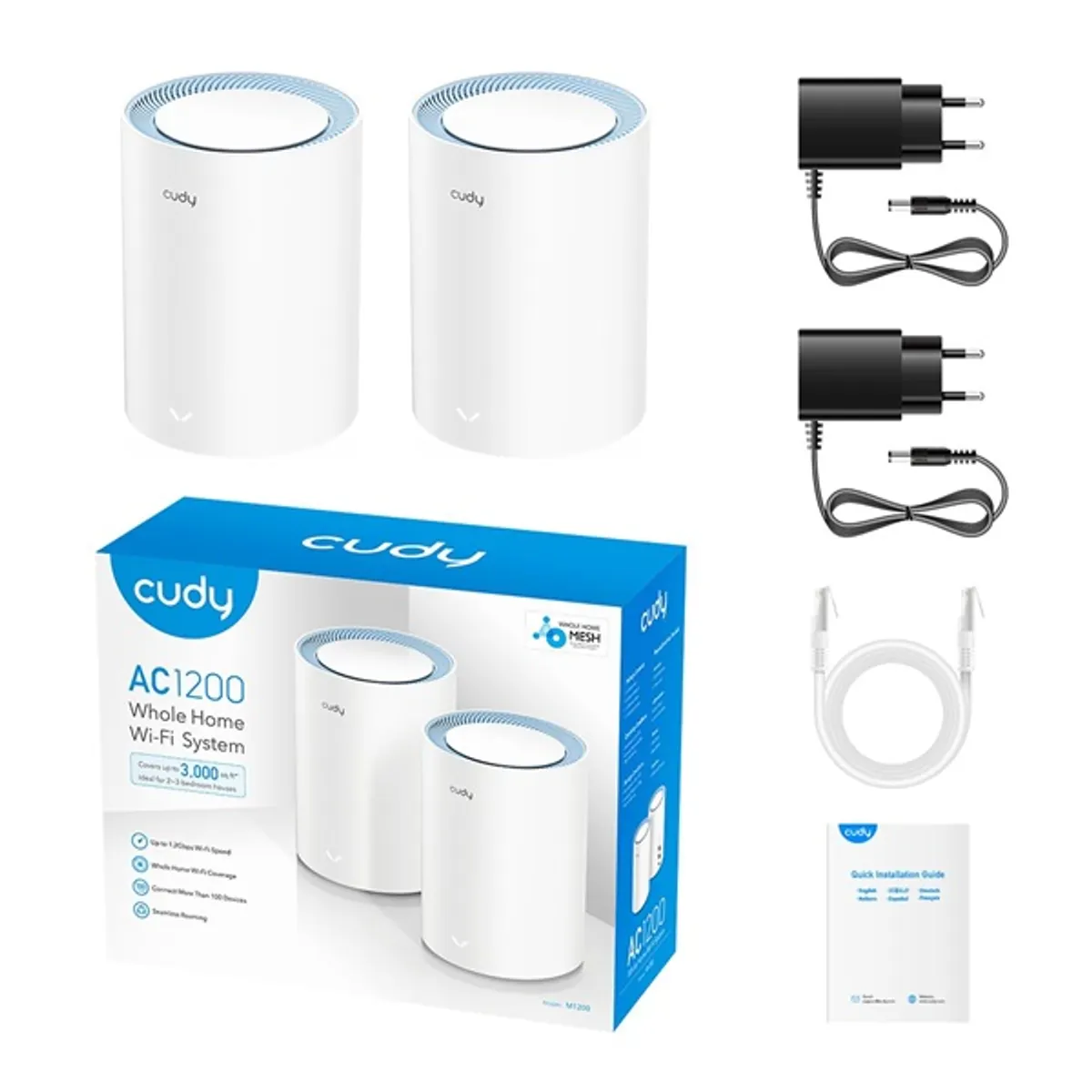 CUDY M1200(2-Pack) kétsávos AC1200 WIFI MESH fehér router (2db-os szett) #5