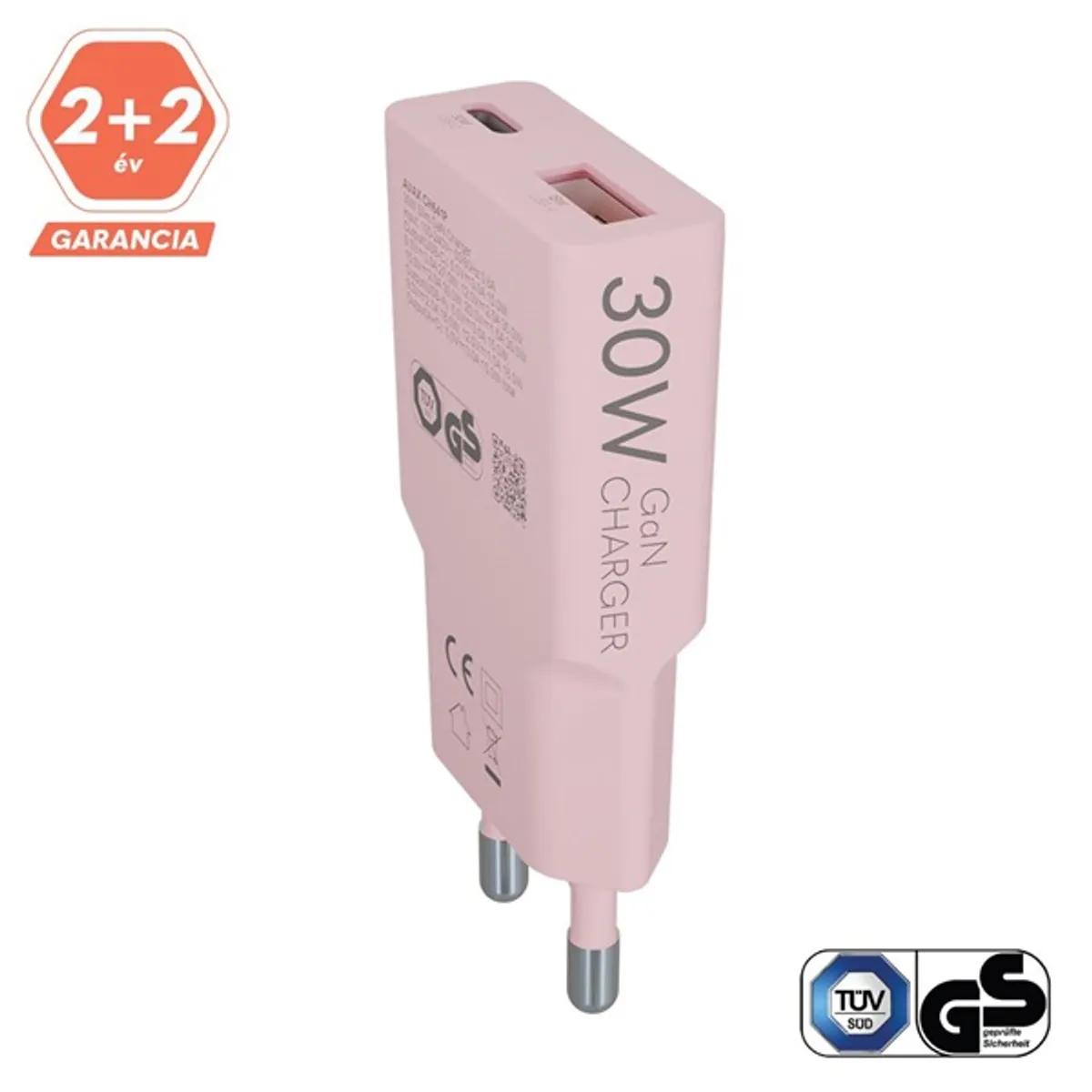 AVAX CH641P NANO SLIM 30W USB-C (PD3.0)+USB-A (QC3.0) pink hálózati töltő #4