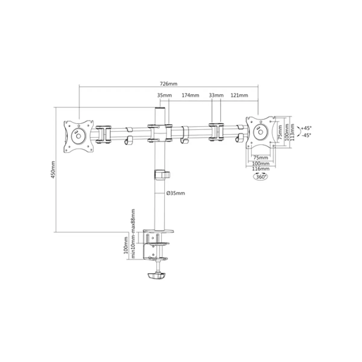 DIGITUS DA-90349 rögzítőelemes (VESA 75/100) fekete asztali TV konzol #4