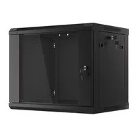 Lanberg WF01-6409-10B 19" 9U SZÉL:600mm MÉLY:450mm MAG:512mm lapraszerelt üvegajtós fekete fali rack szekrény #3