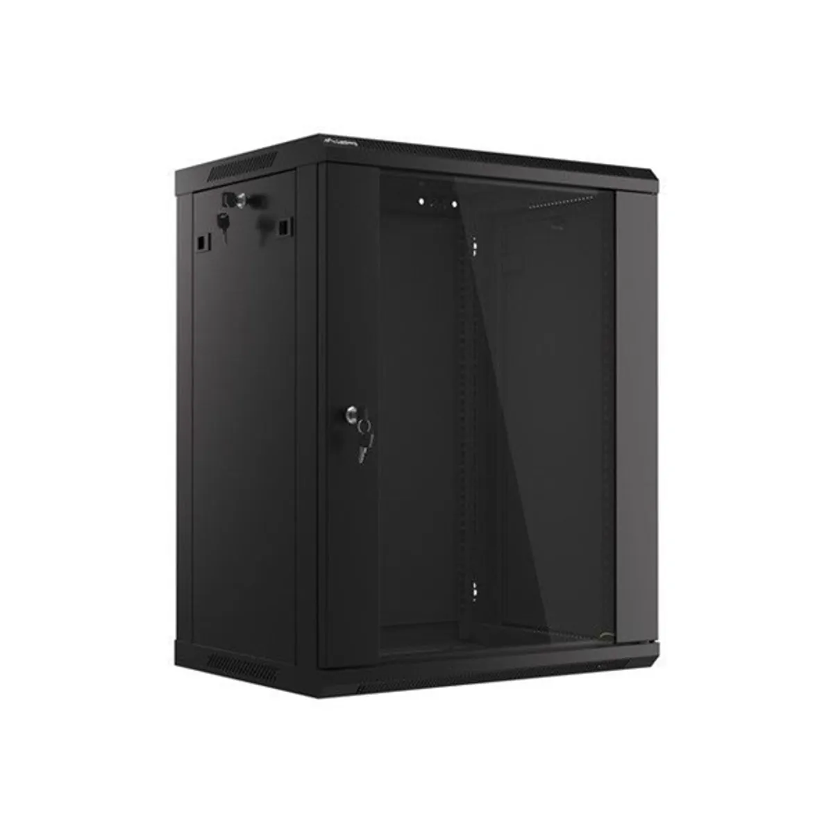 Lanberg WF01-6415-10B 19" 15U SZÉL:600mm MÉLY:450mm MAG:774mm lapraszerelt üvegajtós fekete fali rack szekrény #2