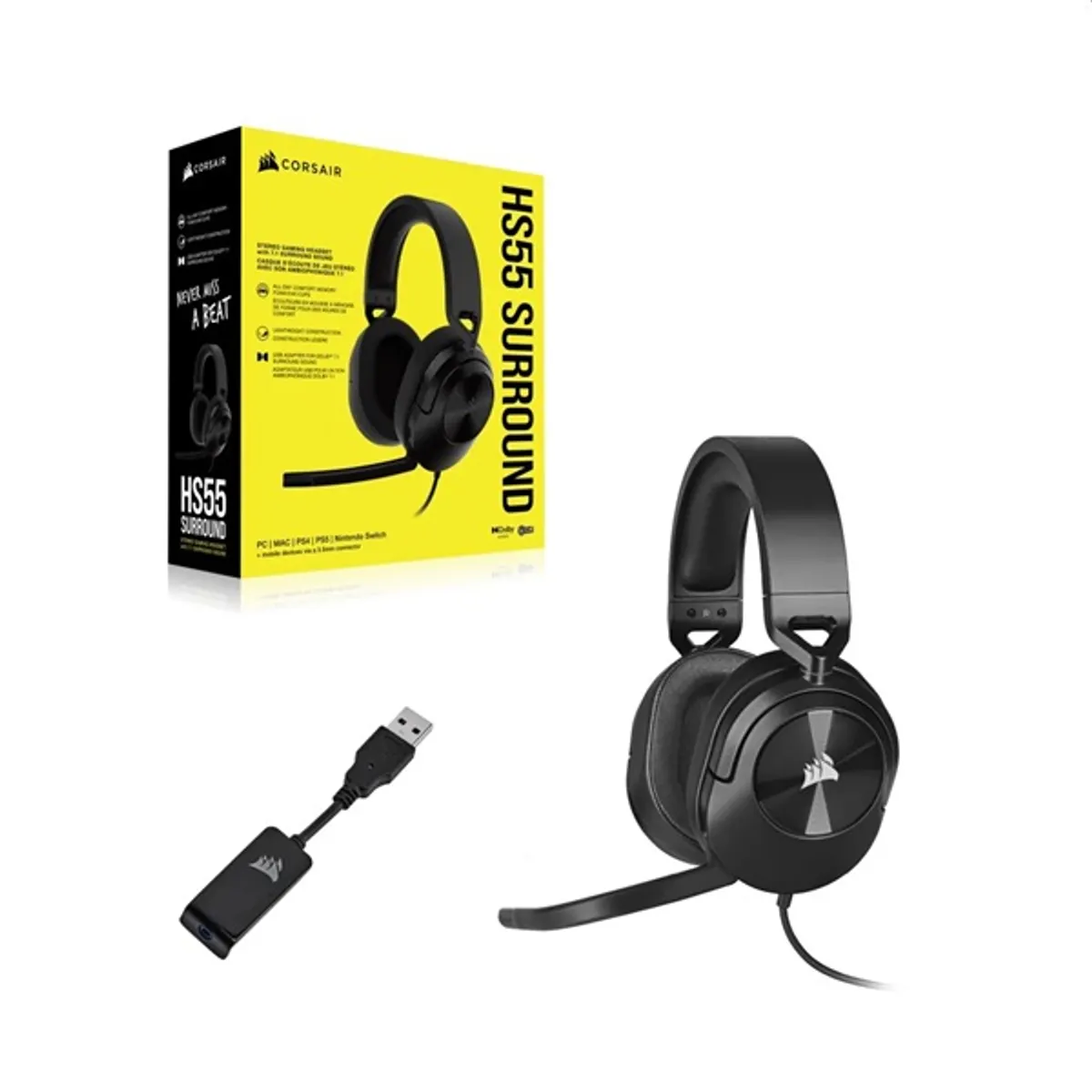 Corsair HS55 Surround fekete gamer headset #5