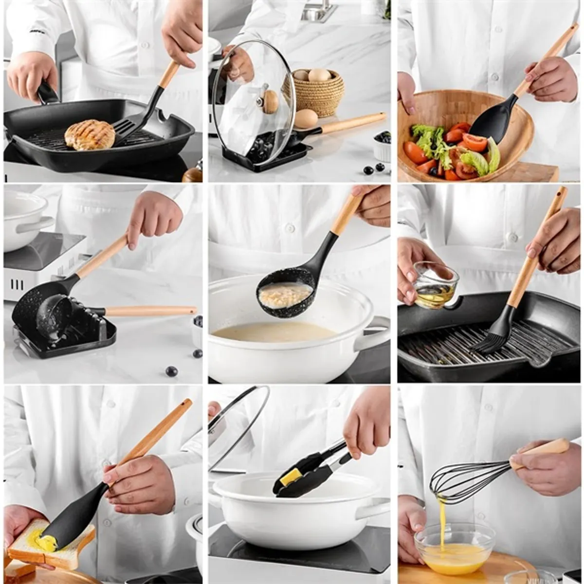 IRIS KT-243-B 13 darabos konyhai szilikon szett, fekete #5