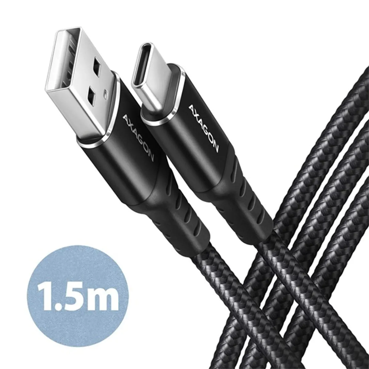 Axagon BUCM-AM15AB 1,5m Type C - USB fekete adat- és töltőkábel #1
