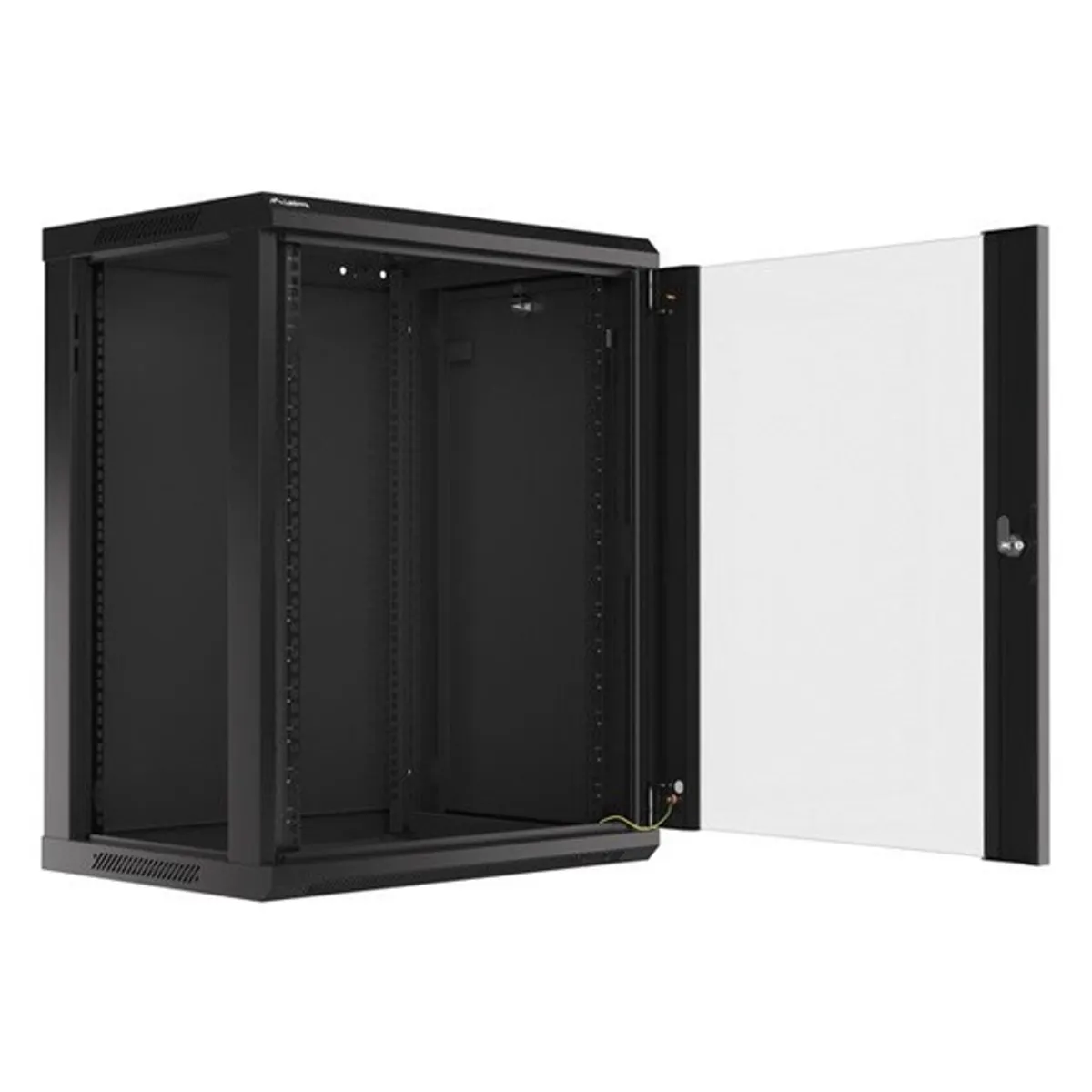 Lanberg WF01-6415-10B 19" 15U SZÉL:600mm MÉLY:450mm MAG:774mm lapraszerelt üvegajtós fekete fali rack szekrény #4