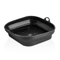 TOO összecsukható négyzetes szilikon forma forrólevegős sütőhöz (air fryer) 21cm*21cm, szürke, fekete vagy piros SL-3251 #1