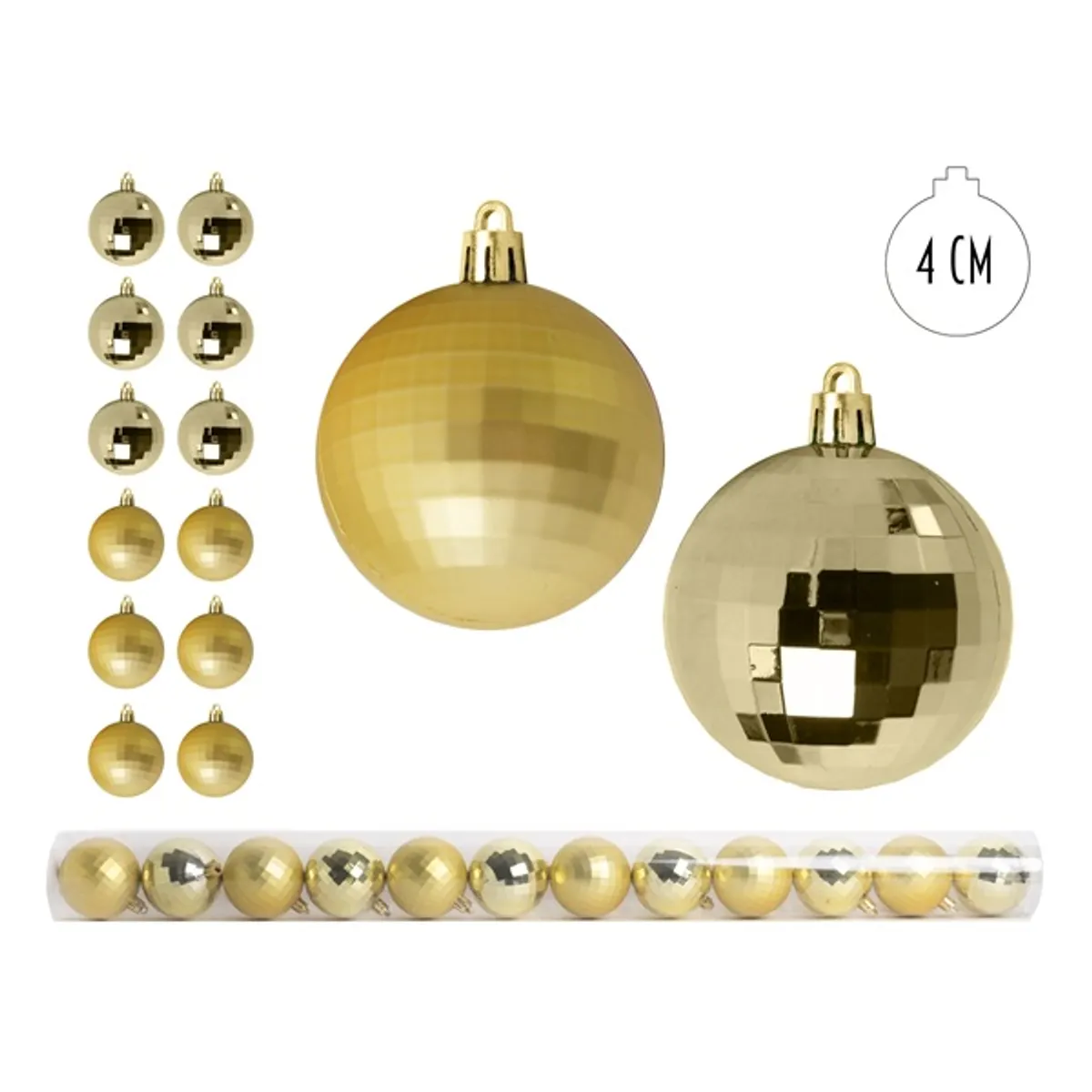 IRIS Karácsonyfa gömb aranysárga, 12 db-os, 4cm #1