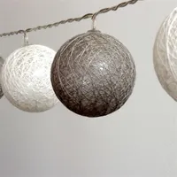 Iris Gömb alakú 6cm/színes fonott/3m/szürke-fehér/20db LED-es/USB-s fényfüzér, fénydekoráció #2