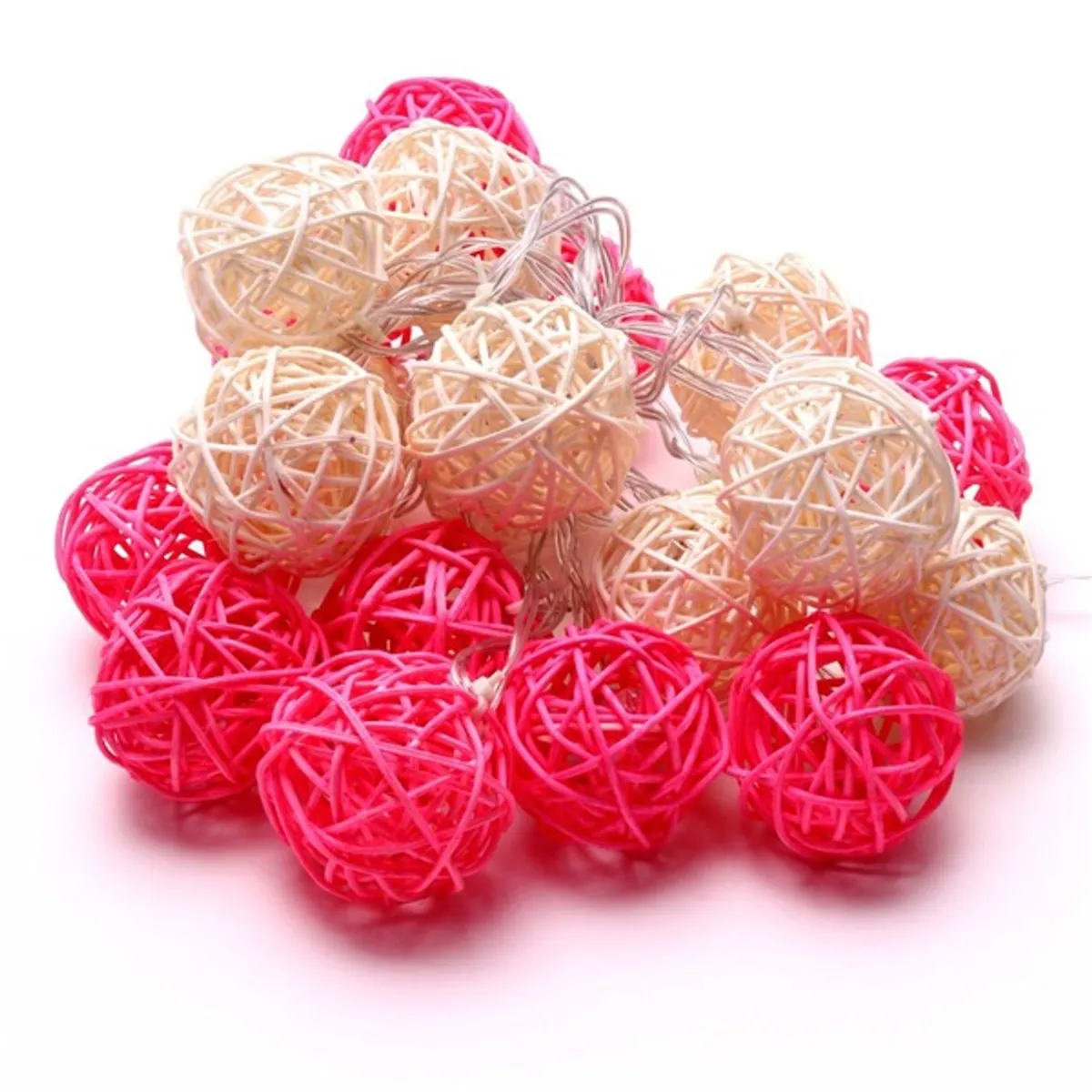 Iris Gömb alakú fonott/rattan/4m/fehér/20db LED-es/3xAA elemes fényfüzér, fénydekoráció #3