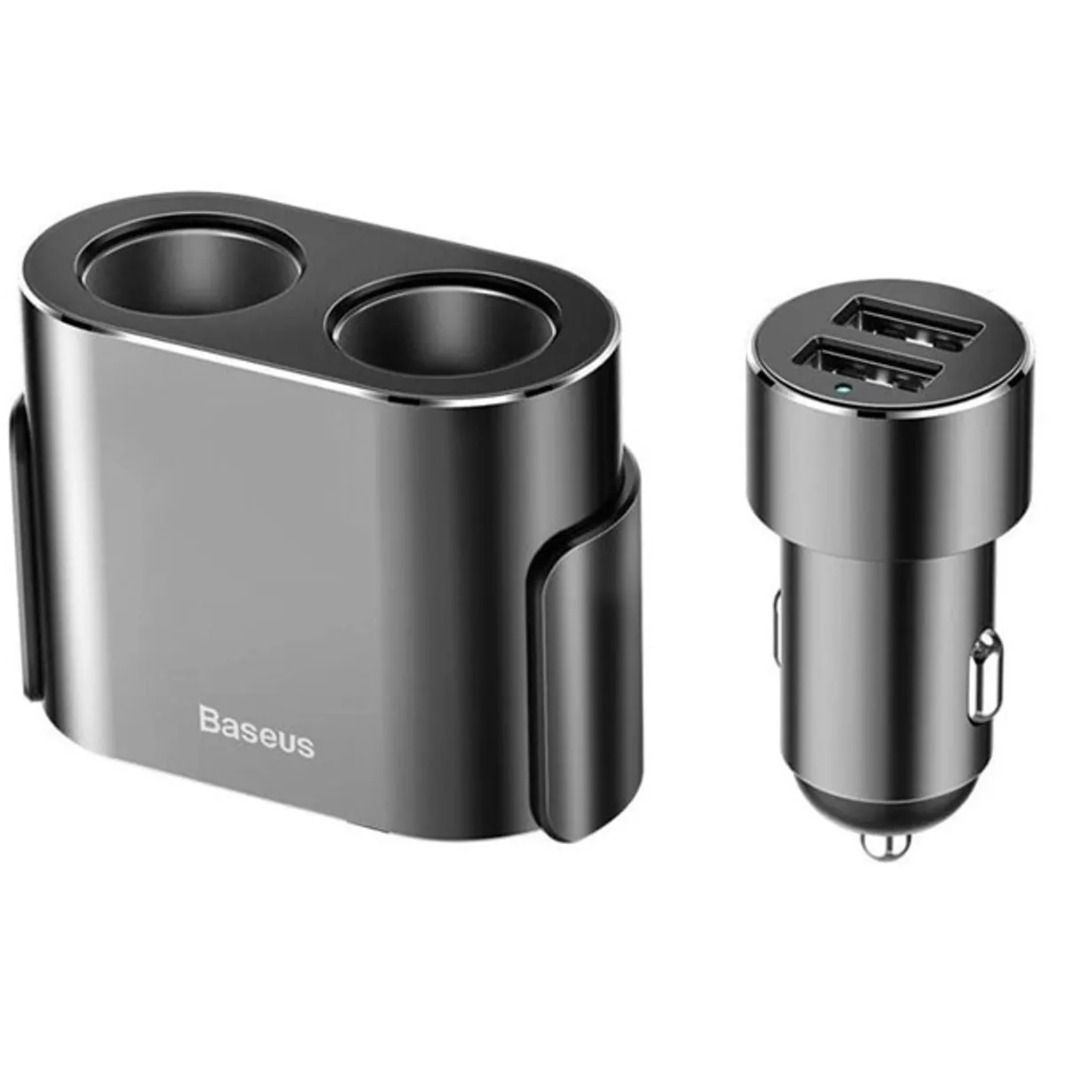 Baseus High Efficiency 3,4A, 2×USB Type-A + szivargyújtó kimenet fekete autós töltő #1