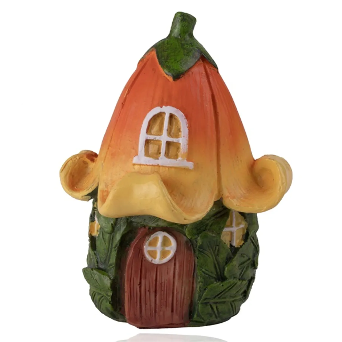 IRIS dekor műgyantaház virágos tető rózsaszín/sárga 10cm #1