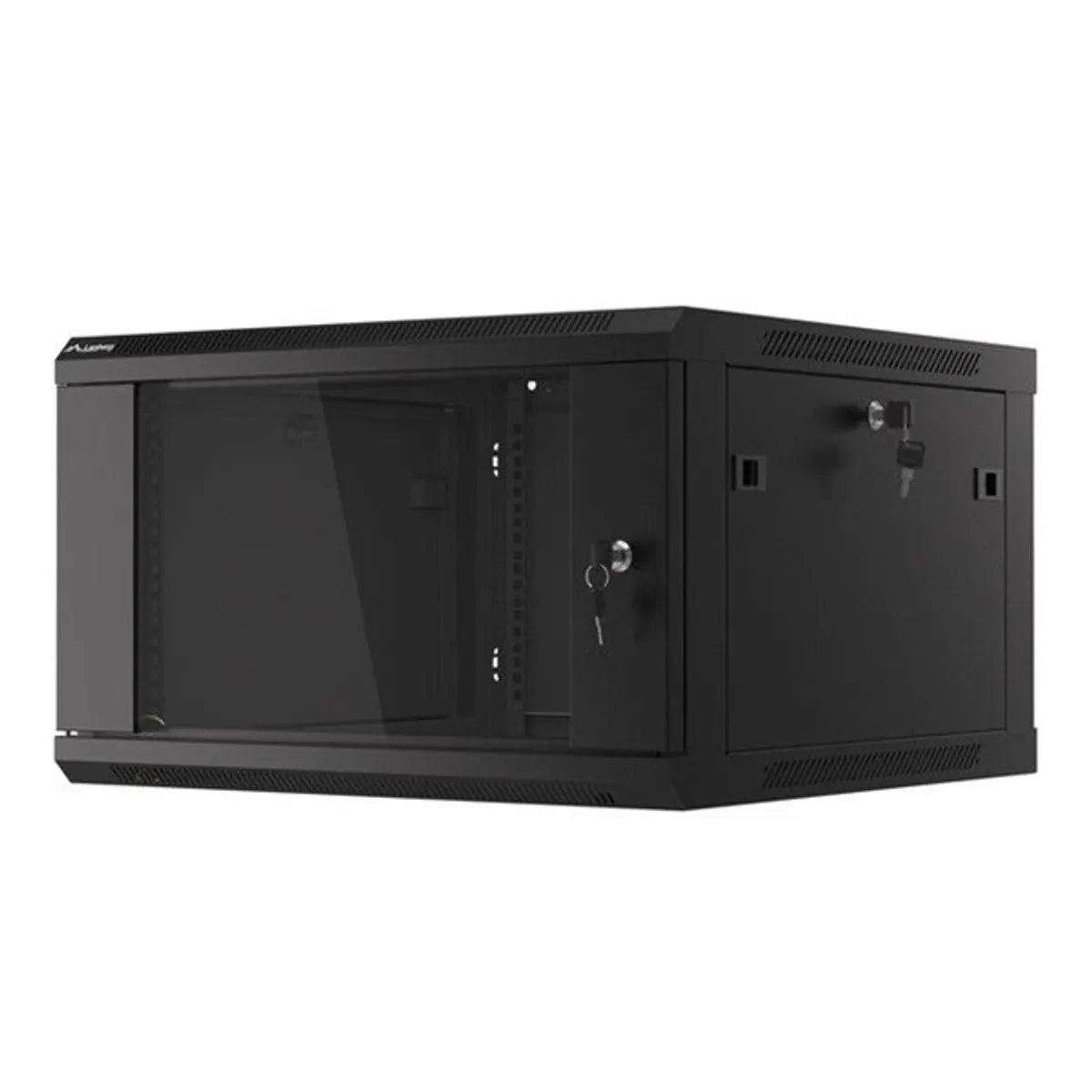 Lanberg WF01-6606-10B 19" 6U SZÉL:600mm MÉLY:600mm MAG:379mm lapraszerelt üvegajtós fekete fali rack szekrény #3