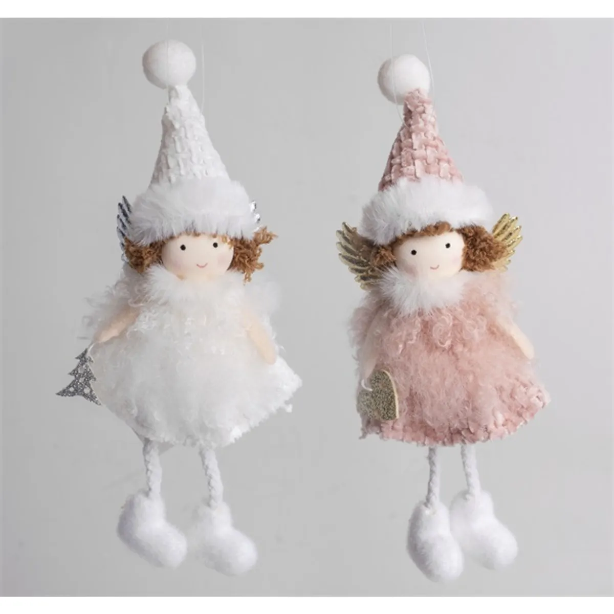 Iris textil akasztós angyal bundás f/m 19cm #1