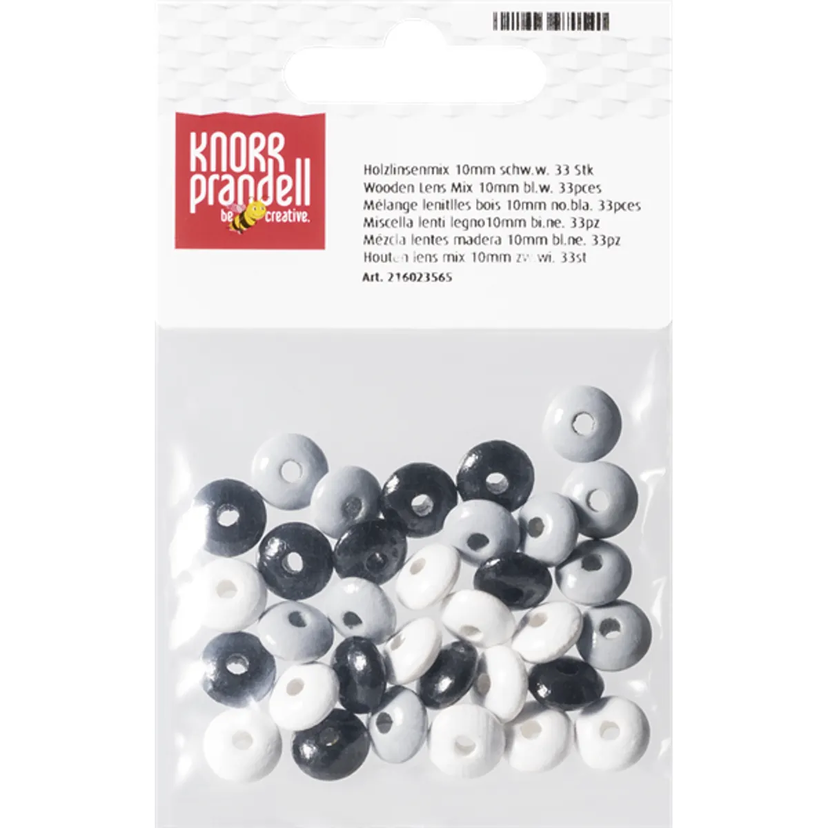 Knorr Prandell ovális 33 darabos fekete-fehér fa gyöngy csomag #1