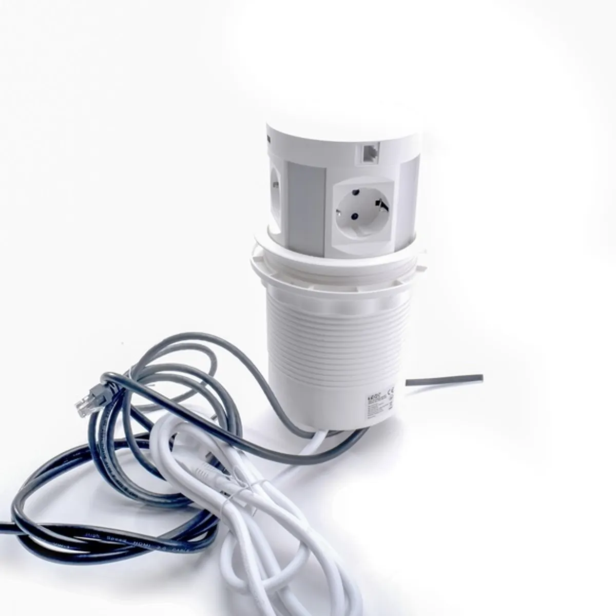 TOO PPS-100-4W IP20,4x 2P+F,HDMI,RJ45,2x USB-A,Qi töltés,hidraulikus,fehér asztalba süllyeszt. elosztó #6