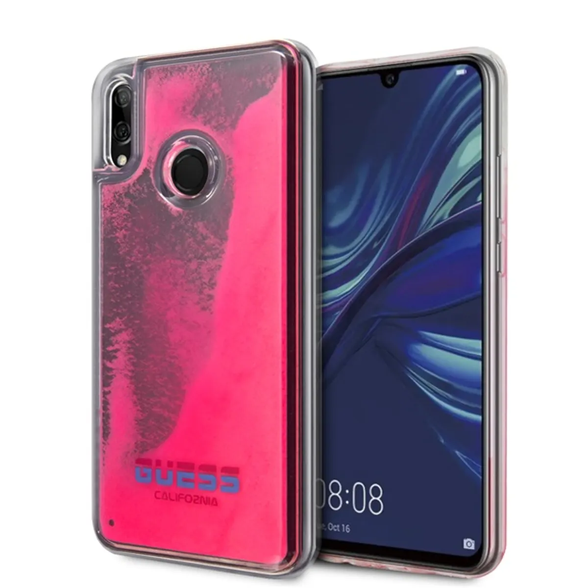 Guess Huawei Psmart sötétben világító átlátszó pink homok tok #1