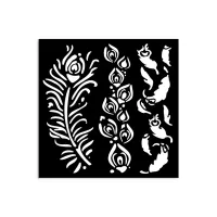 Stamperia Masquerade feathers 12X12 cm vastag stencil