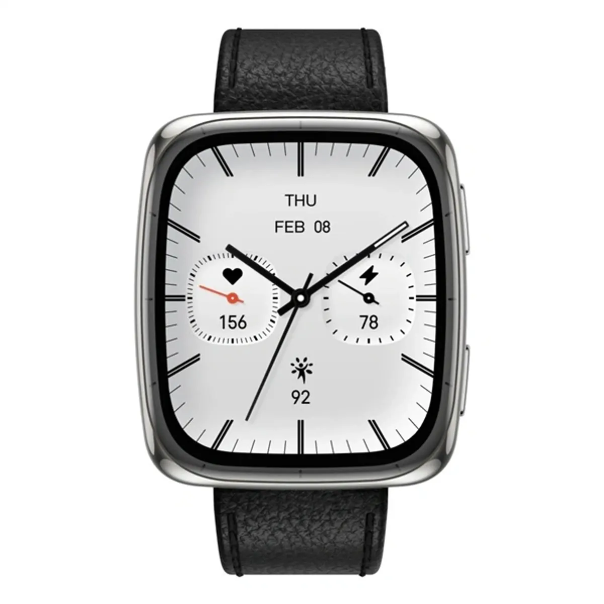 Amazfit Active 2 (Square) Black Leather Permium NFC fekete okosóra #1