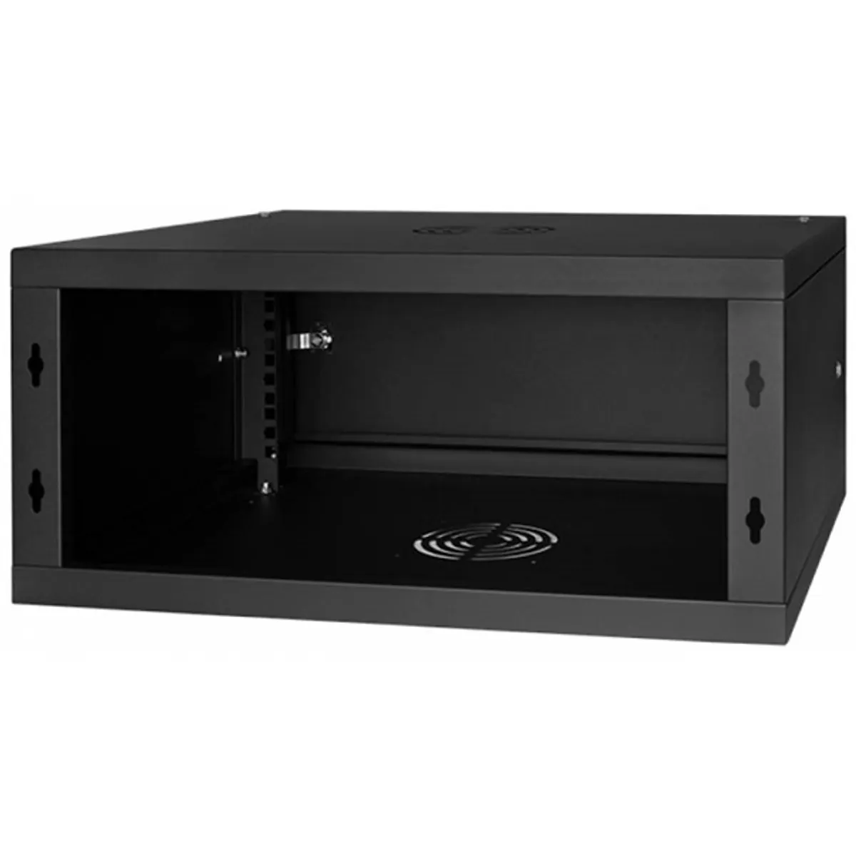 Stalflex RC19-4U-450MB 19" 4U 450 mm mély lapraszerelt fekete fém ajtós fali rack szekrény #3