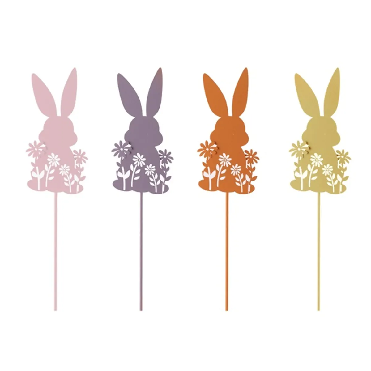 IRIS dekor fém beszúró nyuszi+virág 4 szortiment 9/35cm #1