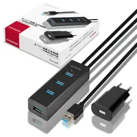 Axagon HUE-S2BP 4 portos USB3.0 gyorstöltő hosszú kábeles HUB tápegységgel #2