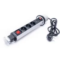 TOO PPS-307-3S IP20, 3x 2P+F, 2x USB-A, áramtalanító kapcsolóval, ezüst asztalba süllyeszthető elosztó #4