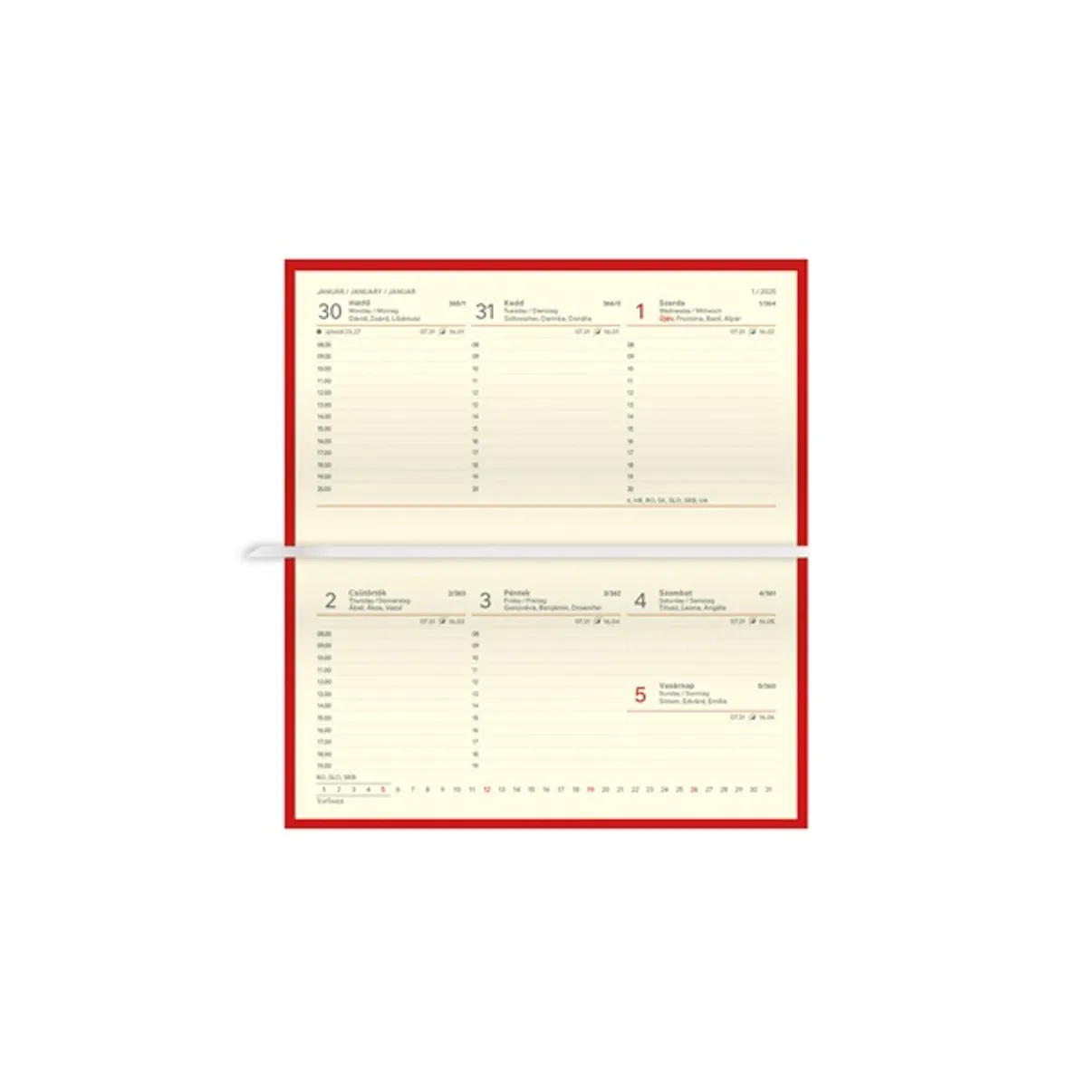 Kalendart Classic 2026 C030 kék heti beosztású fekvő zsebnaptár #2